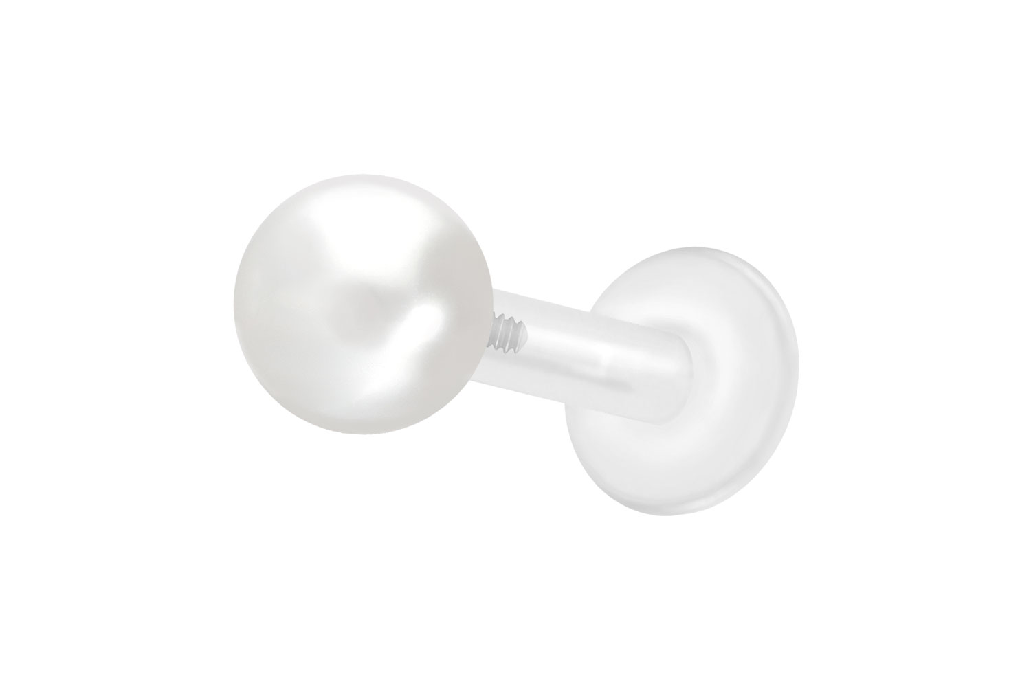 PTFE Labret Piercing mit Innengewinde + Titan-Aufsatz SYNTHETISCHE PERLE